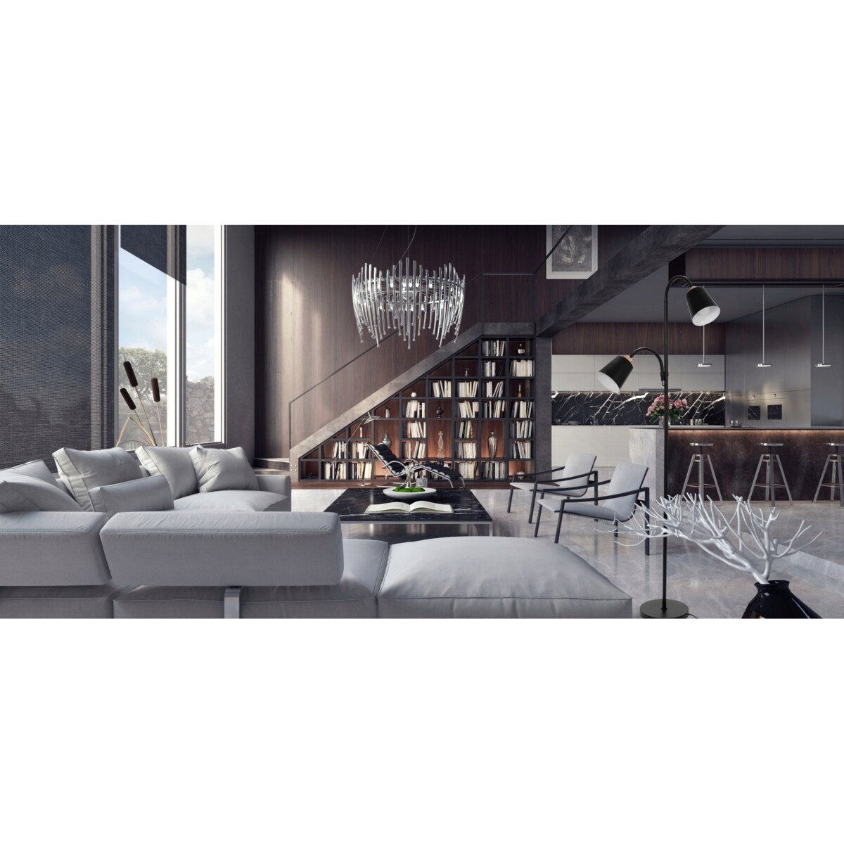 Lampa Stojąca Podłogowa Nowoczesna Czarna Loft