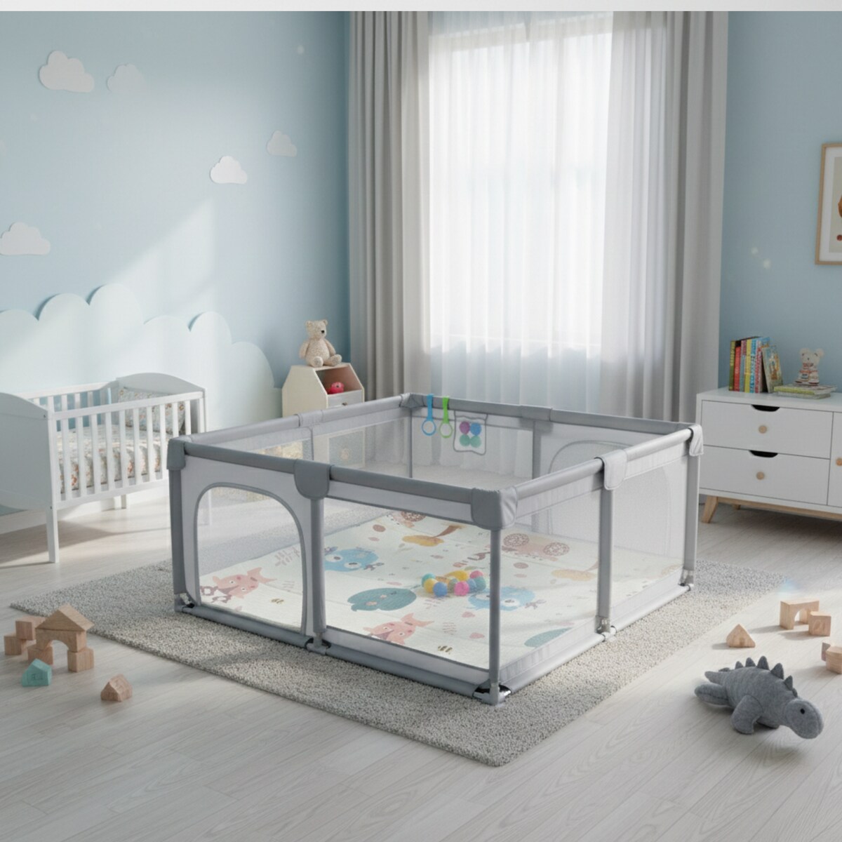 Kojec dla dziecka 180x200 cm suchy basen mata dwustronna piłki torba