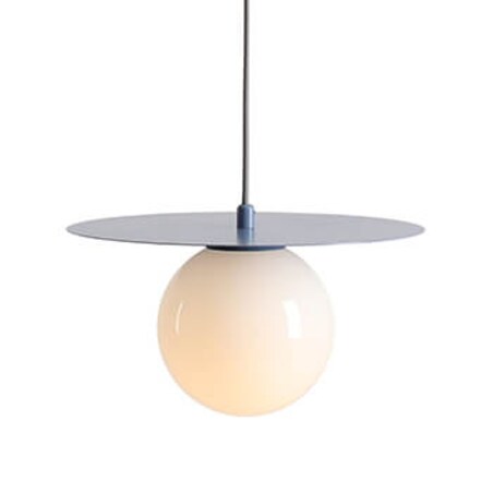 Szklana lampa wisząca Loop 1125G16_S Aldex kula ball biała niebieska