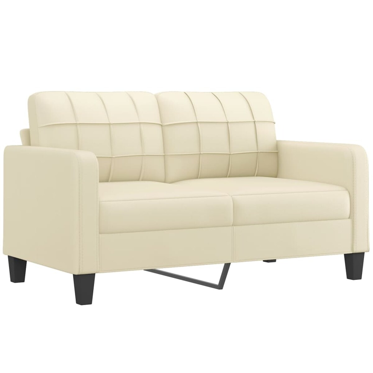 vidaXL 2-osobowa sofa z poduszkami, kremowa, 140 cm, sztuczna skóra