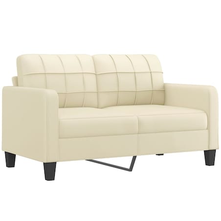 vidaXL 2-osobowa sofa z poduszkami, kremowa, 140 cm, sztuczna skóra