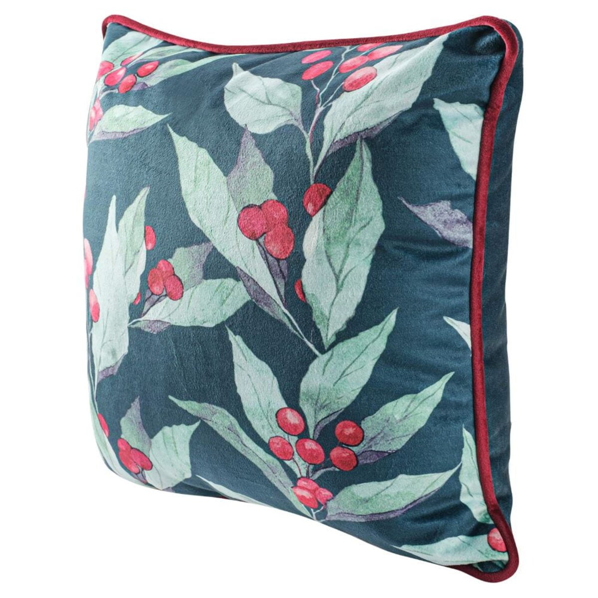 Poszewka dekoracyjna świąteczna 43x43 zielona, liście