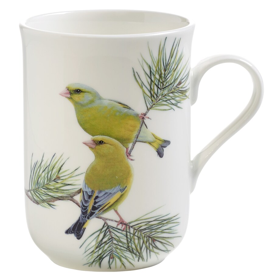 Kubek Birds Dzwońce, biały ze wzorem, 350 ml