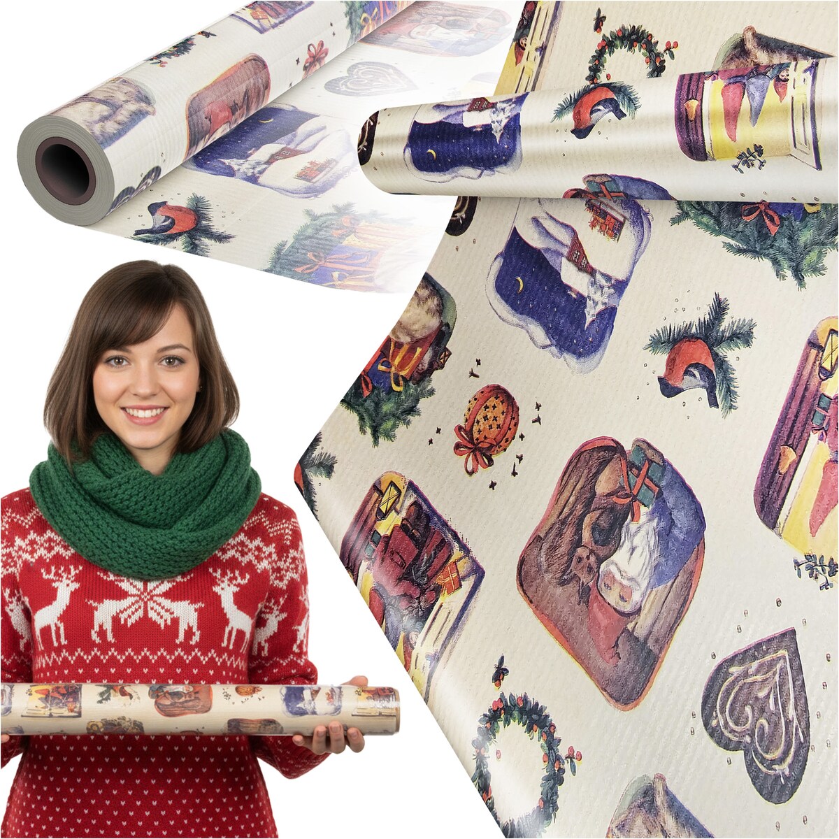 Papier do pakowania prezentów 20 METRÓW MEGAROLKA Świąteczny Do Paczek Ozdobny