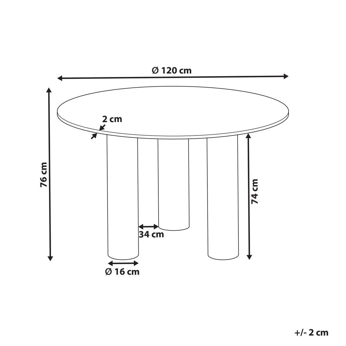 Stół do jadalni ORIN Jesion jasny 120 cm 120 cm