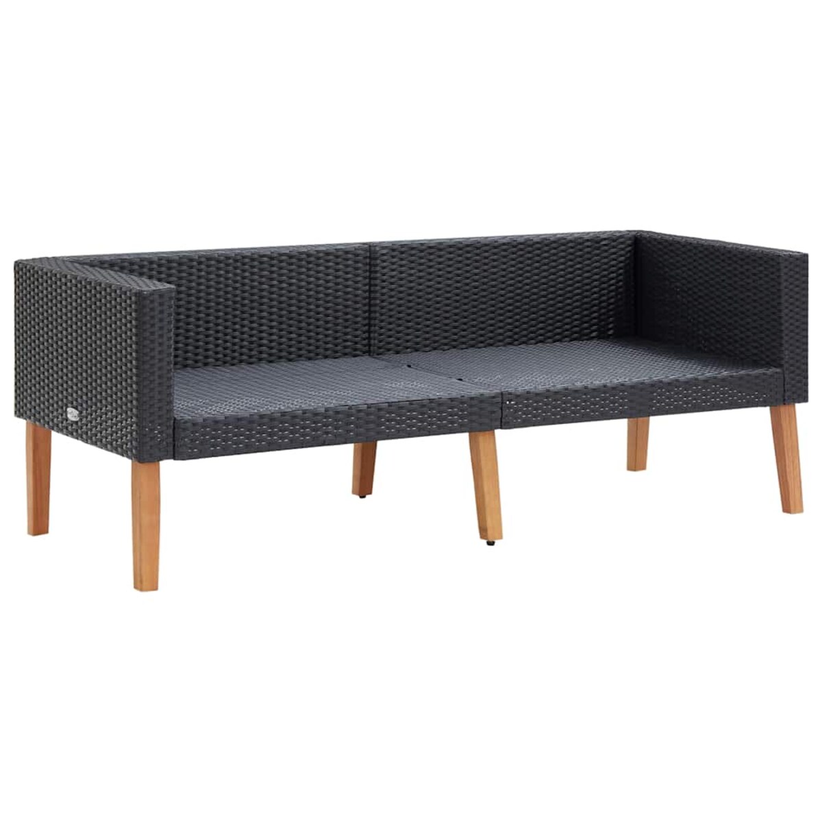 vidaXL 2-osobowa sofa ogrodowa z poduszkami, rattan PE, czarny