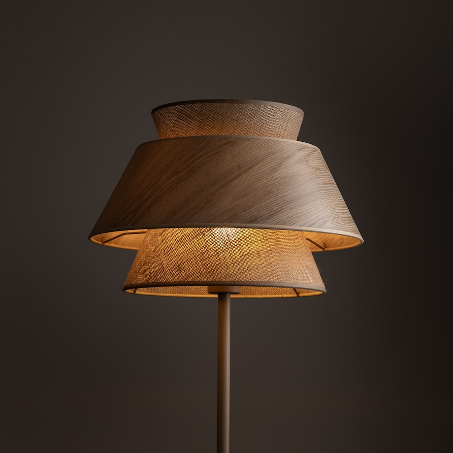 Lampa Stojąca Tk Lighting Kalum Len Fornir 1Xe27 Skandynawski, Boho, Japandi
