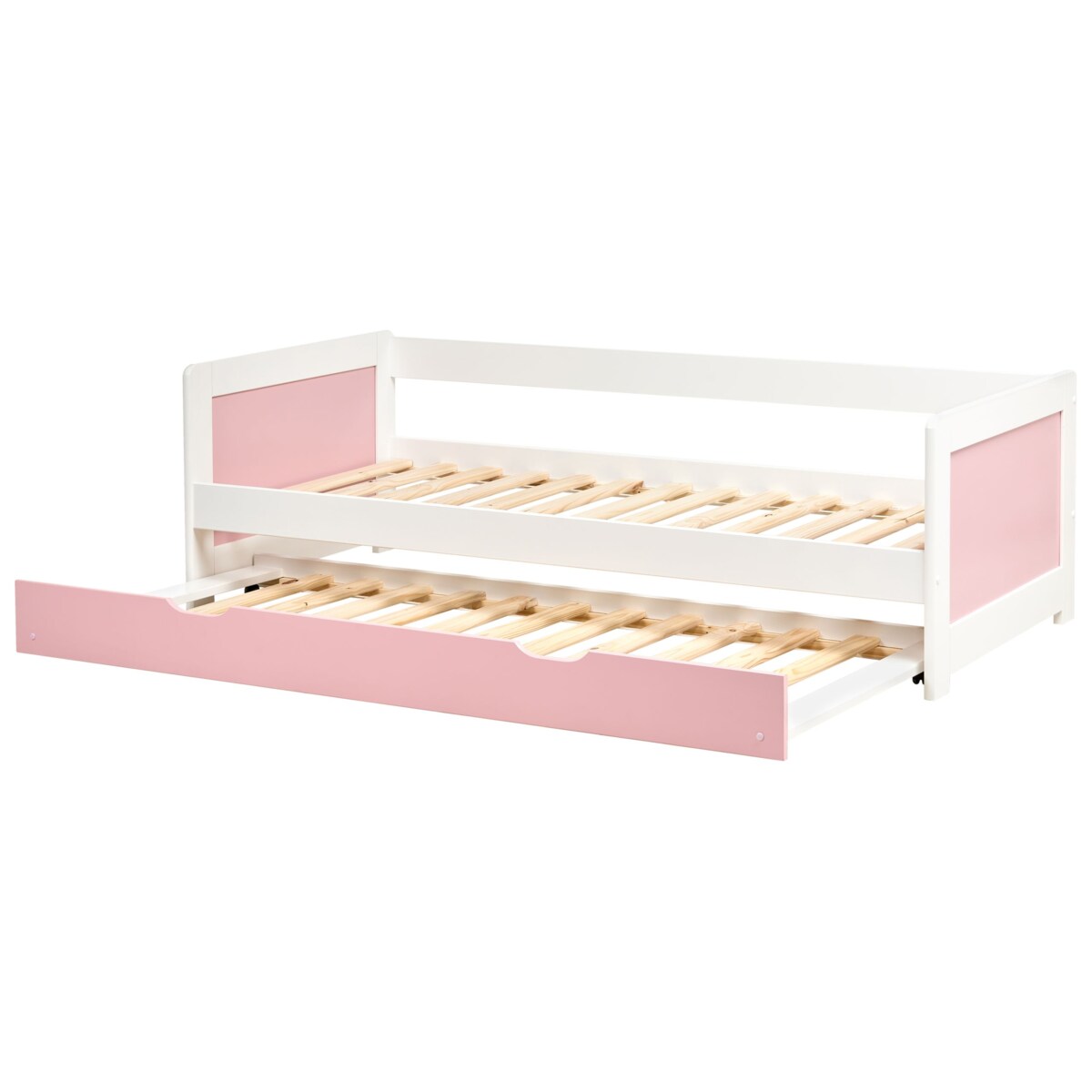 Łóżko wysuwane Drewno sosnowe GRAVELINES 90 x 200 cm Różowy