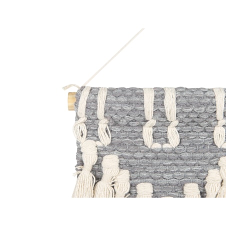Dekoracja ścienna z frędzlami beżowo-szara MAHRI