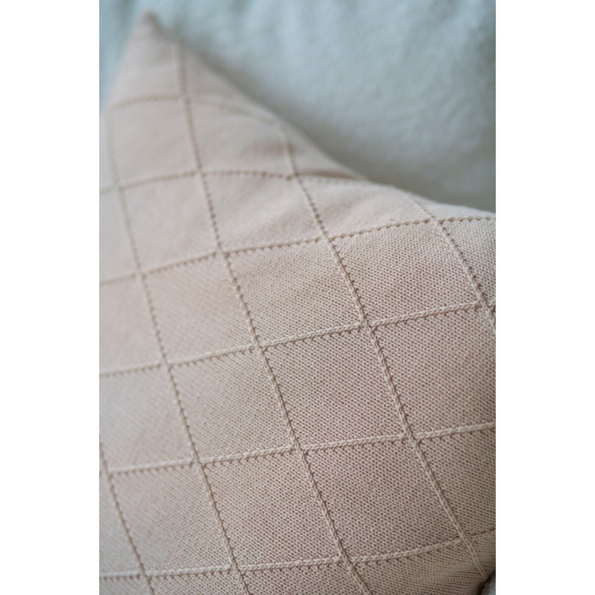 Poszewka romby kwadratowa beżowa, 50 x 50 cm, La Manta