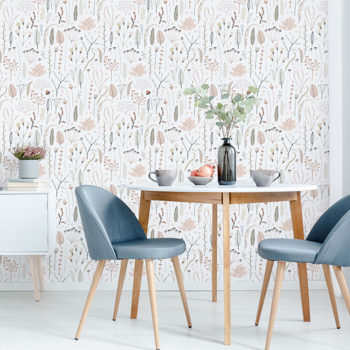 Tapeta Do Jadalni Delikatne Beżowe LIŚCIE Natura
