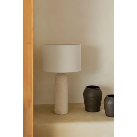 Lampa stołowa z lnu i włókna szklanego, brudna biel, Otile, 69 cm