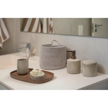 Pojemnik łazienkowy ceramiczny 10x8,8 cm LIQUID z pokrywką