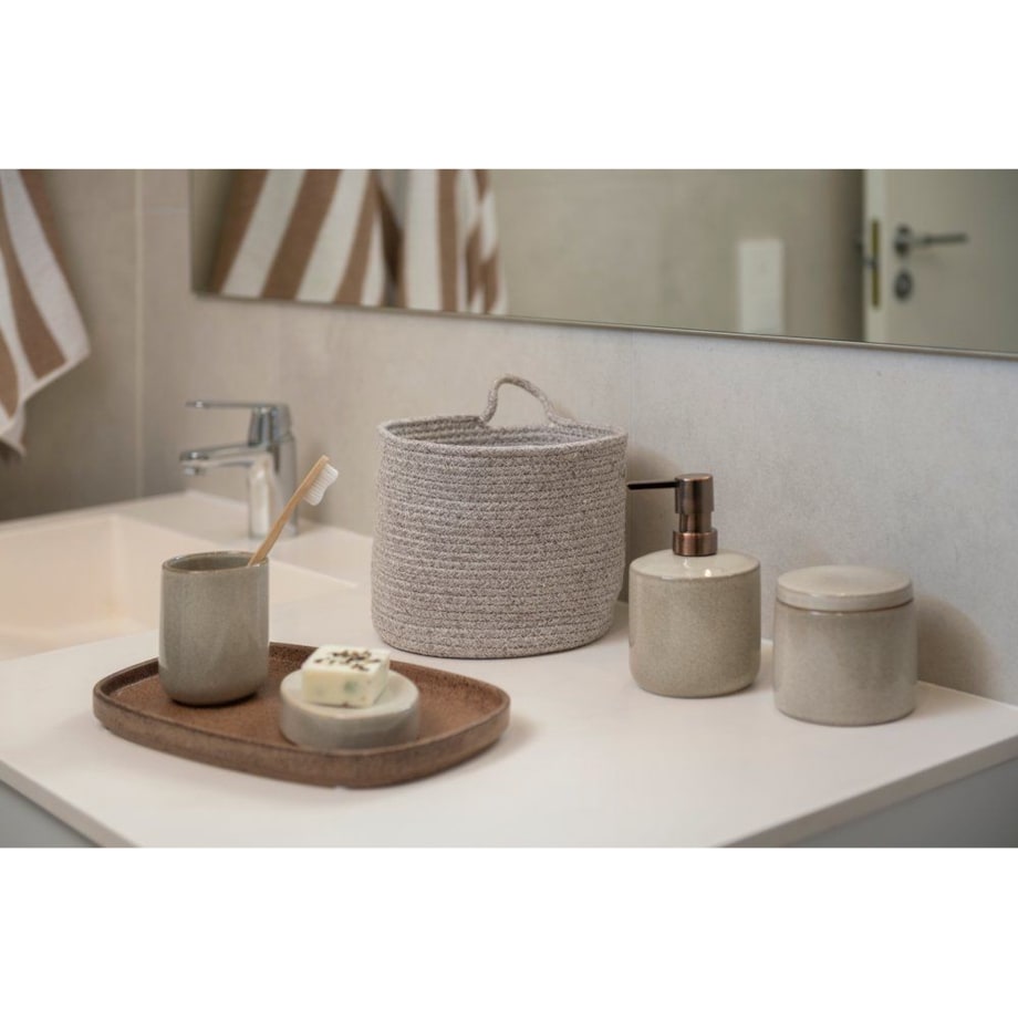 Pojemnik łazienkowy ceramiczny 10x8,8 cm LIQUID z pokrywką