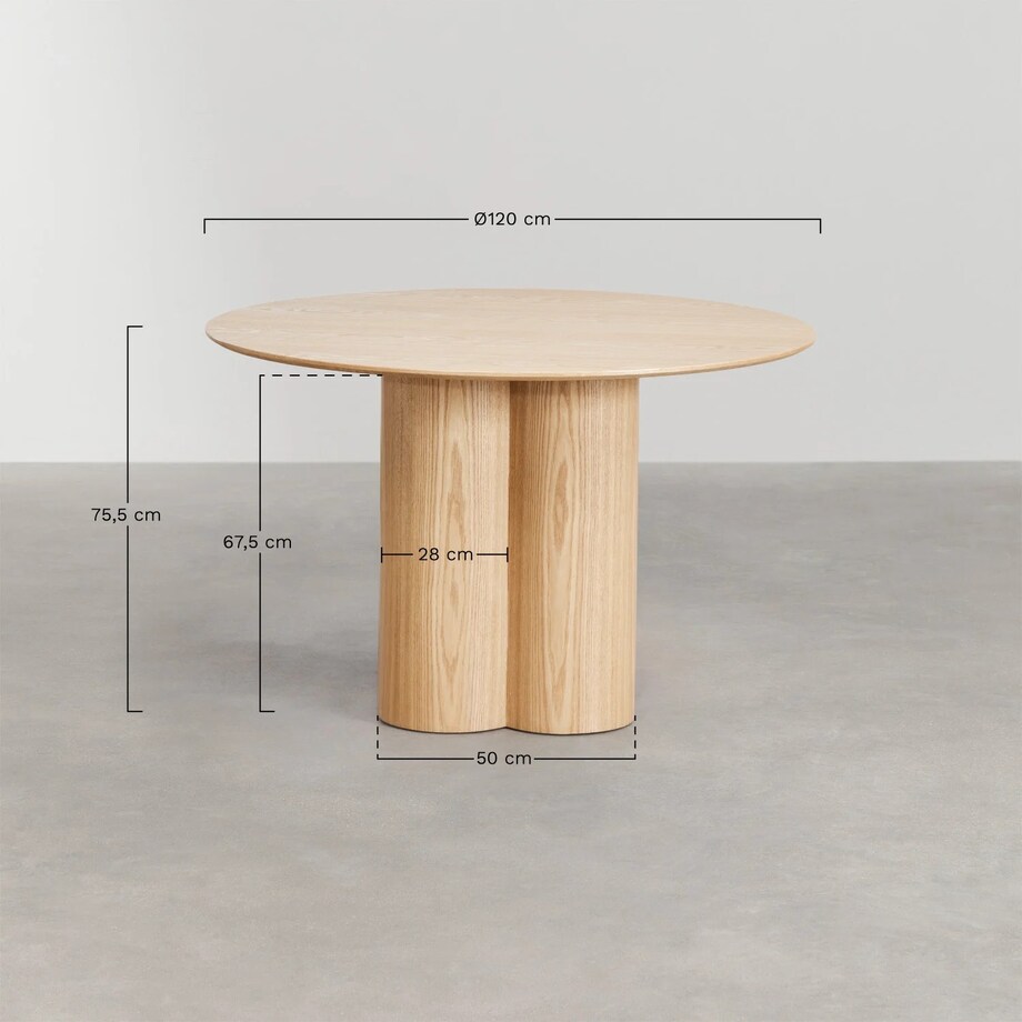 Okrągły stół do jadalni naturalny Athena Ø120 cm