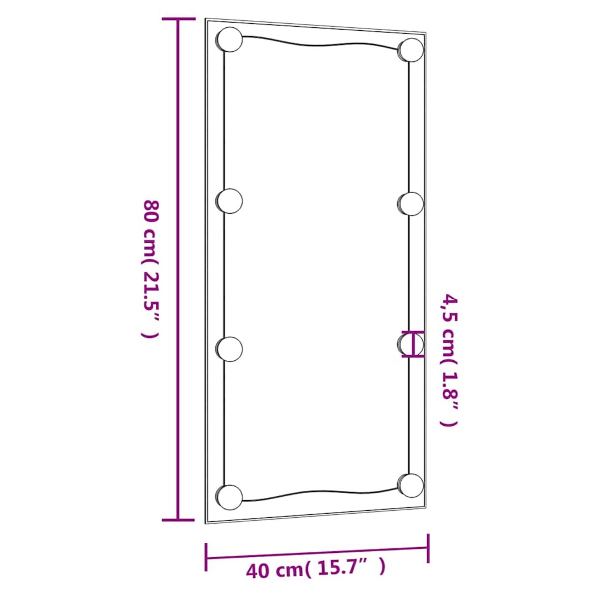 vidaXL Lustro ścienne z LED, 40x80 cm, szklane, prostokątne