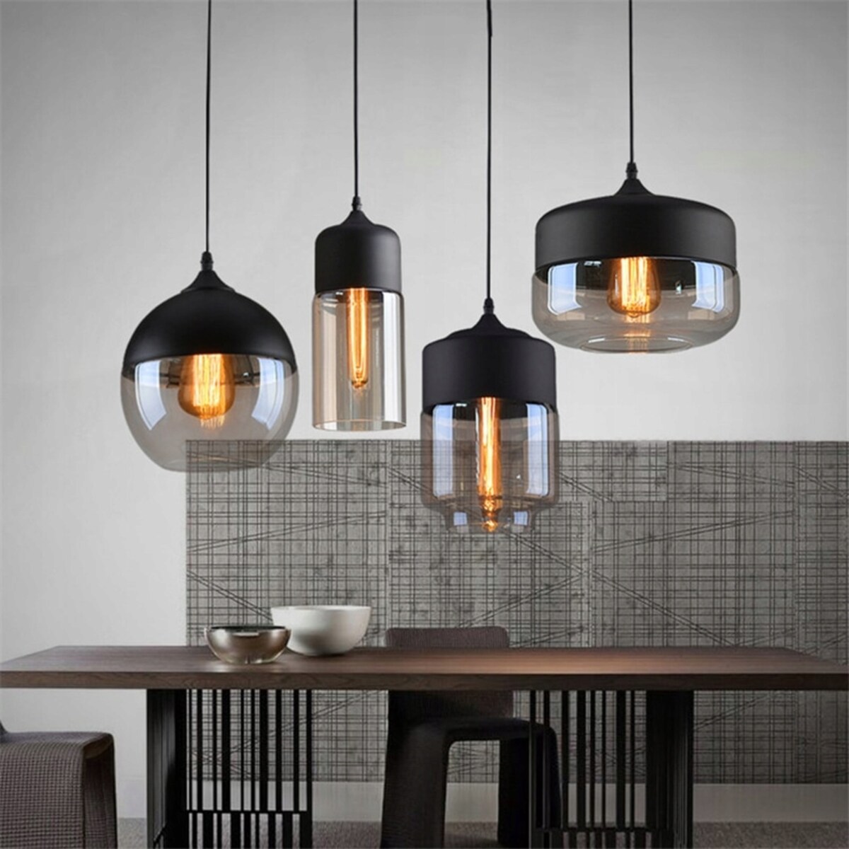 Lampa Wisząca Szklana Loft Industrial Zenit Black