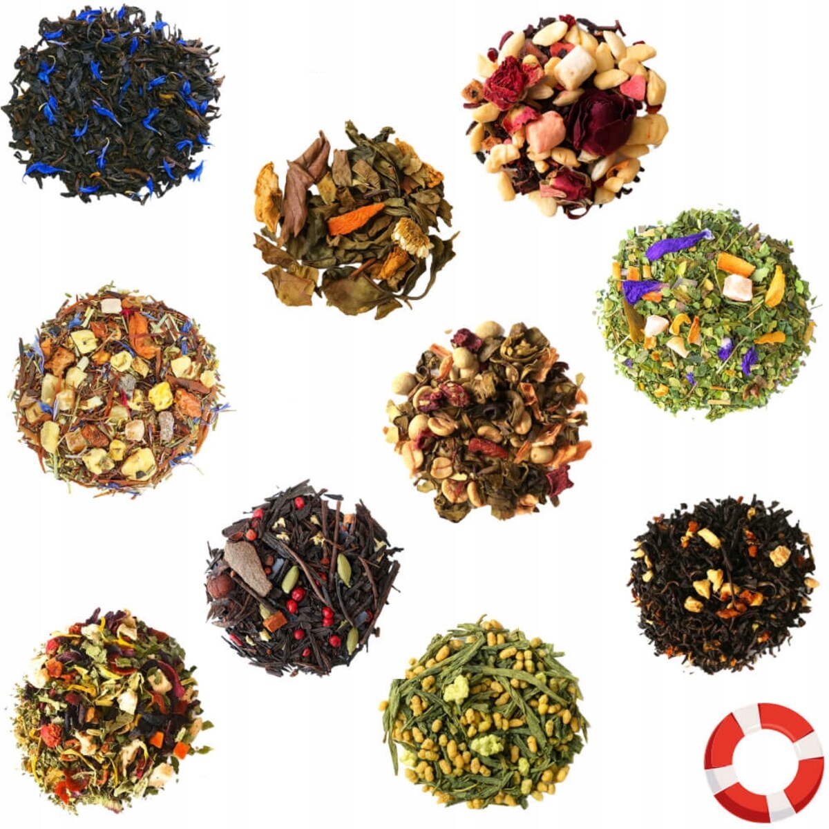 Zestaw mix 20 różnych smaków kaw mielonych i herbat liściastych premium "BIUROWE KOŁO RATUNKOWE" na prezent upominek dla kobiety faceta mężczyzny