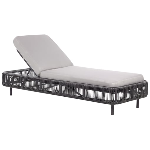 Leżak ogrodowy z poduszką OSINI Rozkładany Technorattan Szary