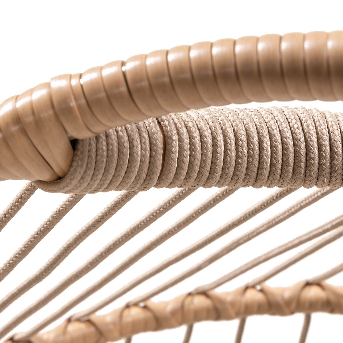 Fotel wiszący kokon, technorattanowy, kremowy, podwójny Hasi