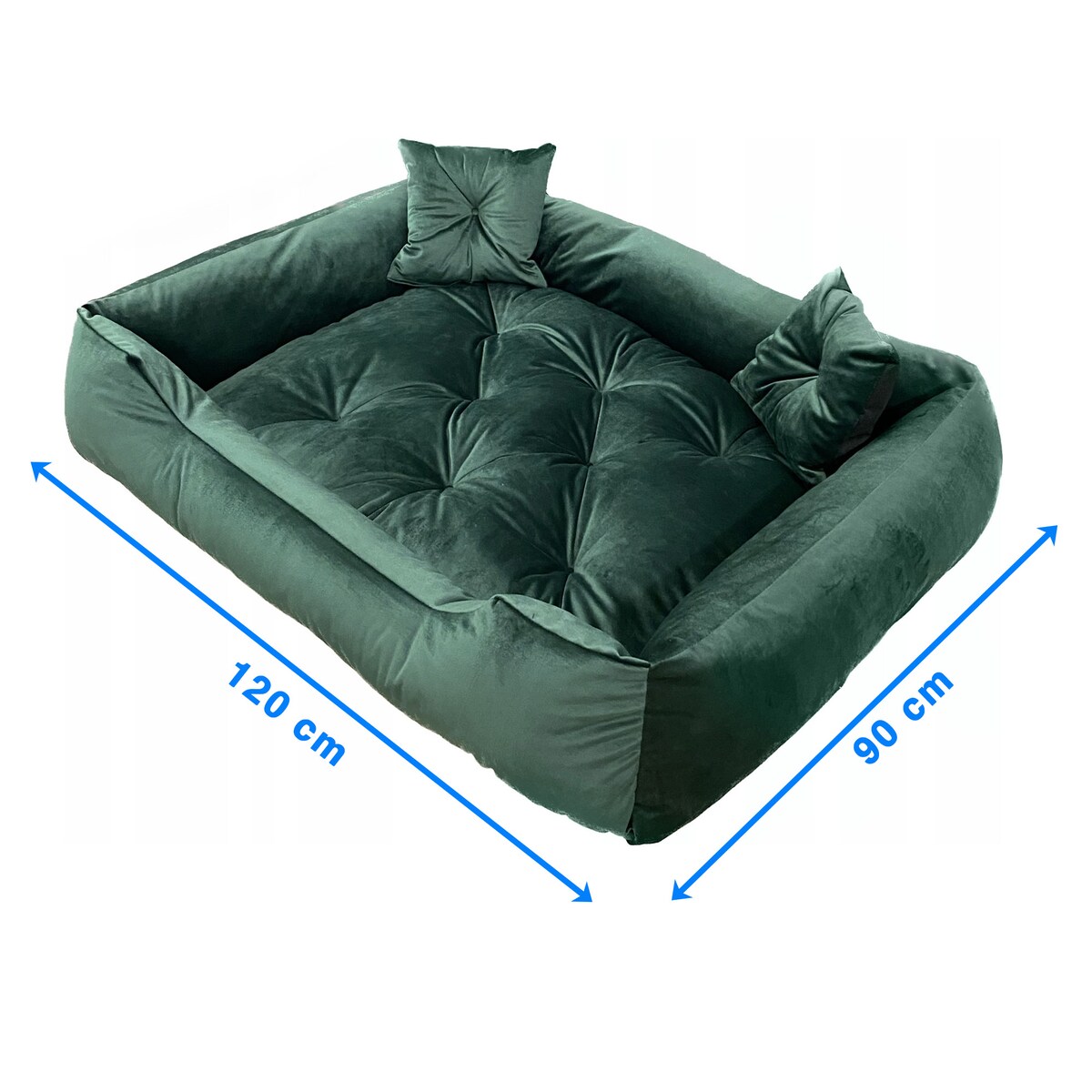 Legowisko Dla Psa Kanapa Posłanie Welurowe 120X90 Cm Pikowane Prestiżowe Zielone