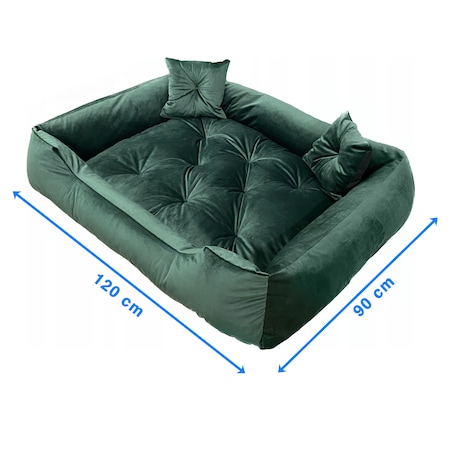 Legowisko Dla Psa Kanapa Posłanie Welurowe 120X90 Cm Pikowane Prestiżowe Zielone