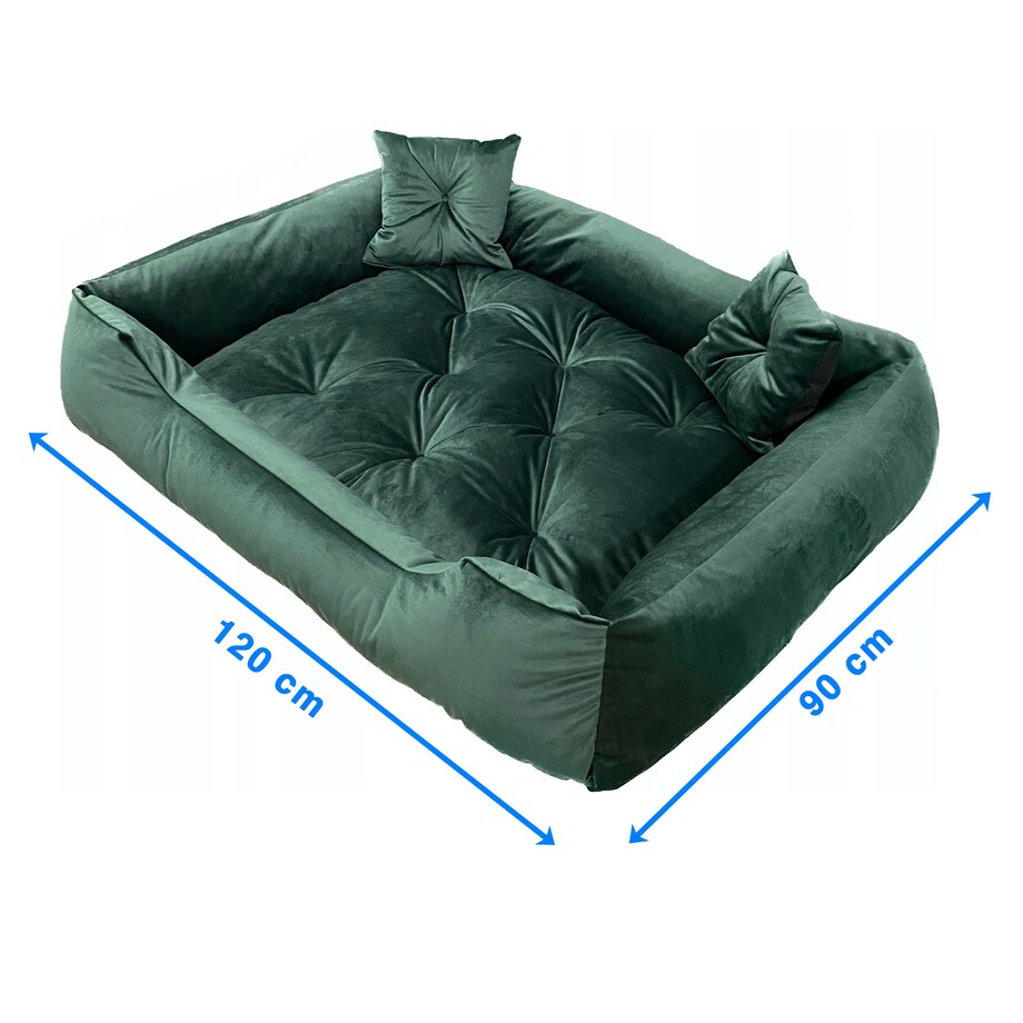 Legowisko Dla Psa Kanapa Posłanie Welurowe 120X90 Cm Pikowane Prestiżowe Zielone