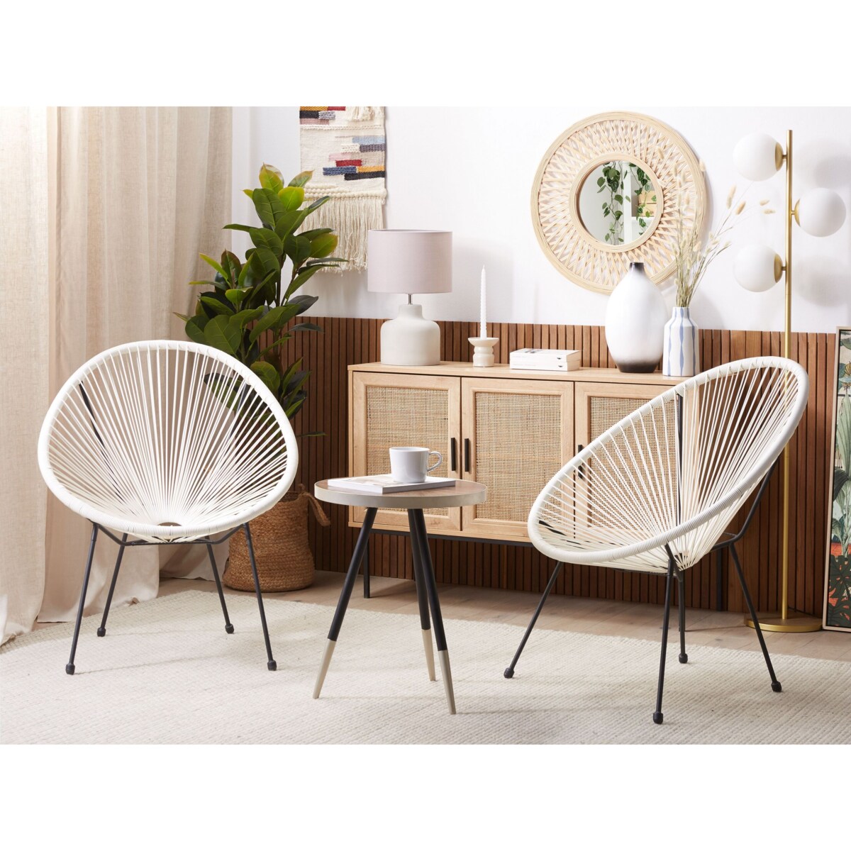 Zestaw 2 krzeseł z technorattanu biały ACAPULCO II