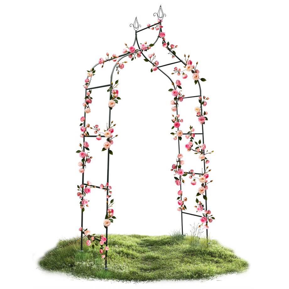 Pergola ogrodowa zielona na kwiaty róże 265x140cm + kotwy Plonos