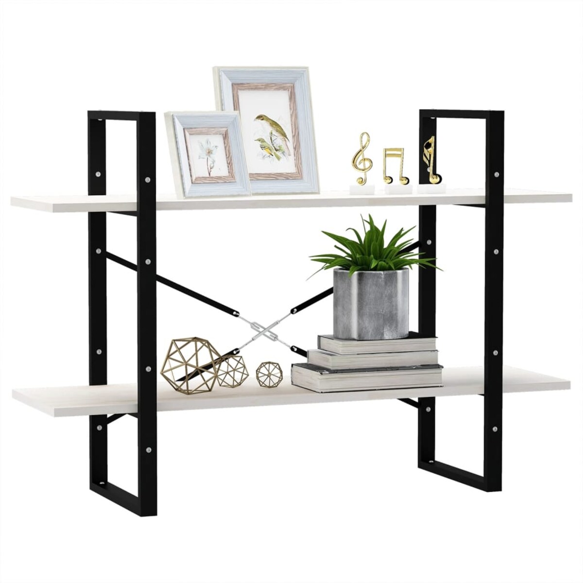 vidaXL Regał na książki, 2 półki, biały, 100x30x70 cm, drewno sosnowe