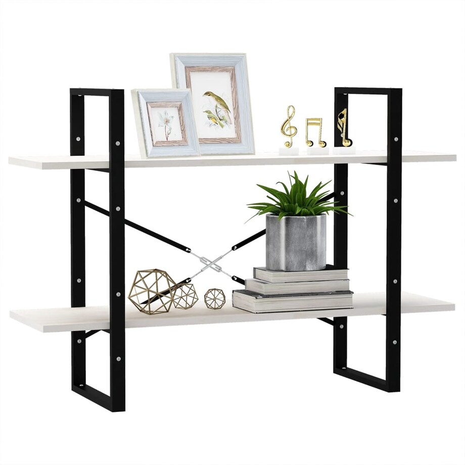 vidaXL Regał na książki, 2 półki, biały, 100x30x70 cm, drewno sosnowe