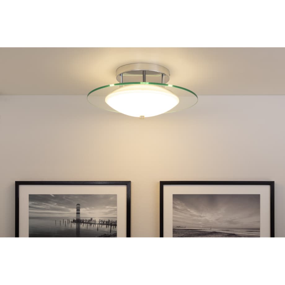 Lampa Sufitowa BRITOP Lighting 1xLED 22W Połączenie Chromu z Transparentnym Szkłem, Polski Producent, 1 szt.