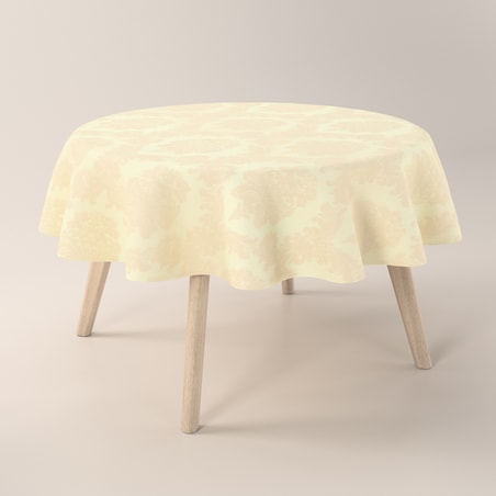 Obrus okrągły 130 x 130 cm liście akantu na tle ecru