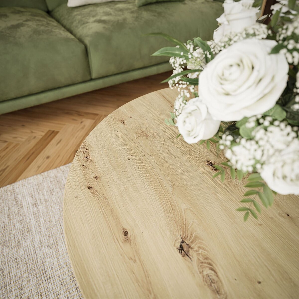 Okrągły stolik kawowy LORI czarny dąb artisan