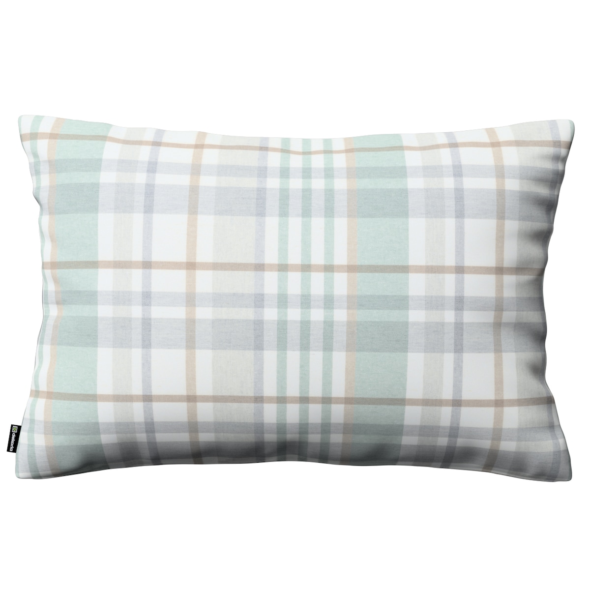 Poszewka Kinga na poduszkę prostokątną 60x40 kratka zielono-szary melanż