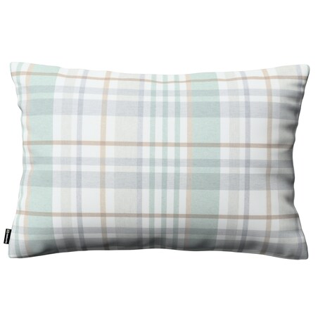 Poszewka Kinga na poduszkę prostokątną 60x40 kratka zielono-szary melanż