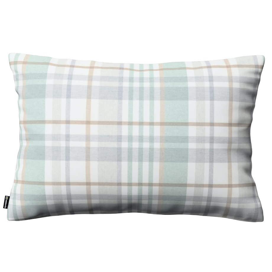 Poszewka Kinga na poduszkę prostokątną 60x40 kratka zielono-szary melanż