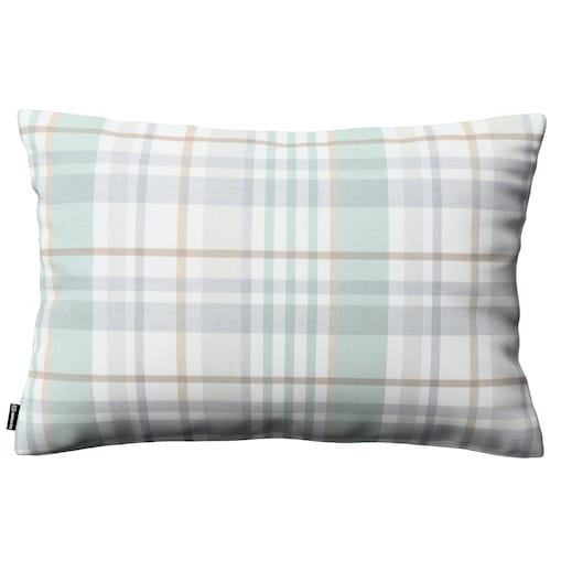 Poszewka Kinga na poduszkę prostokątną 60x40 kratka zielono-szary melanż