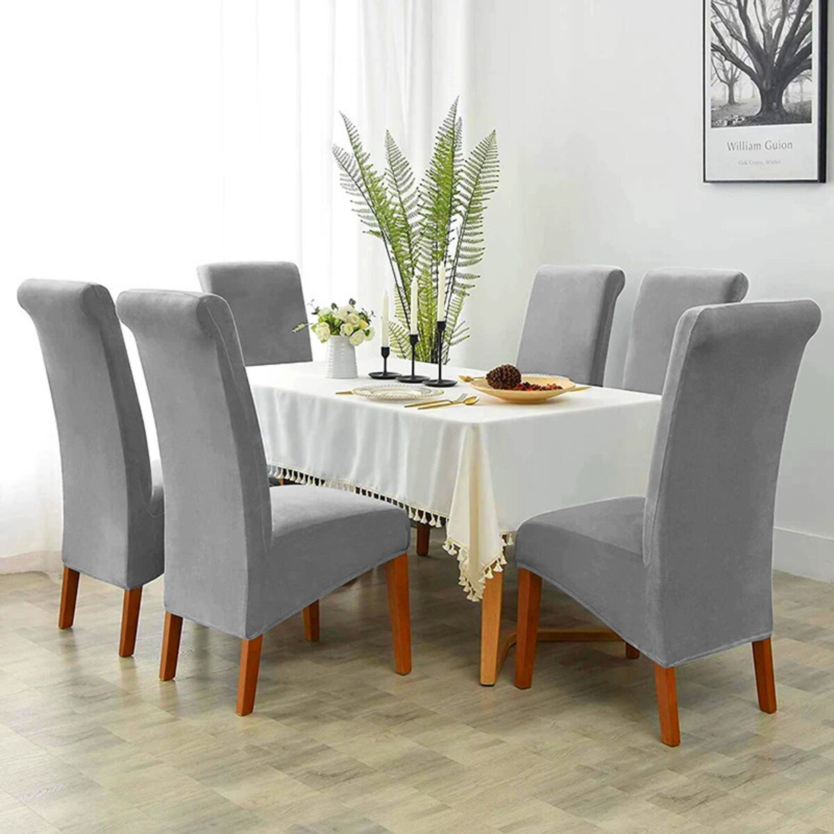 POKROWIEC NA KRZESŁO XL JASNY SZARY WELUR ELASTYCZNY [21DW]