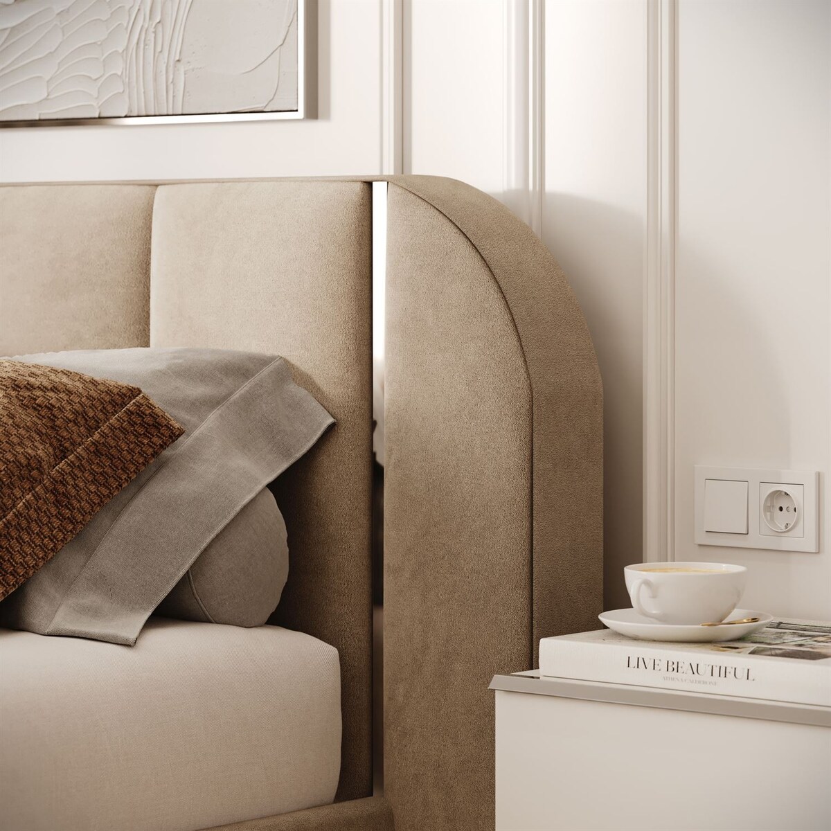 Łóżko tapicerowane AMARA SILVER, pojemnik, stelaż 32, 160x200, Royal Velvet 87170