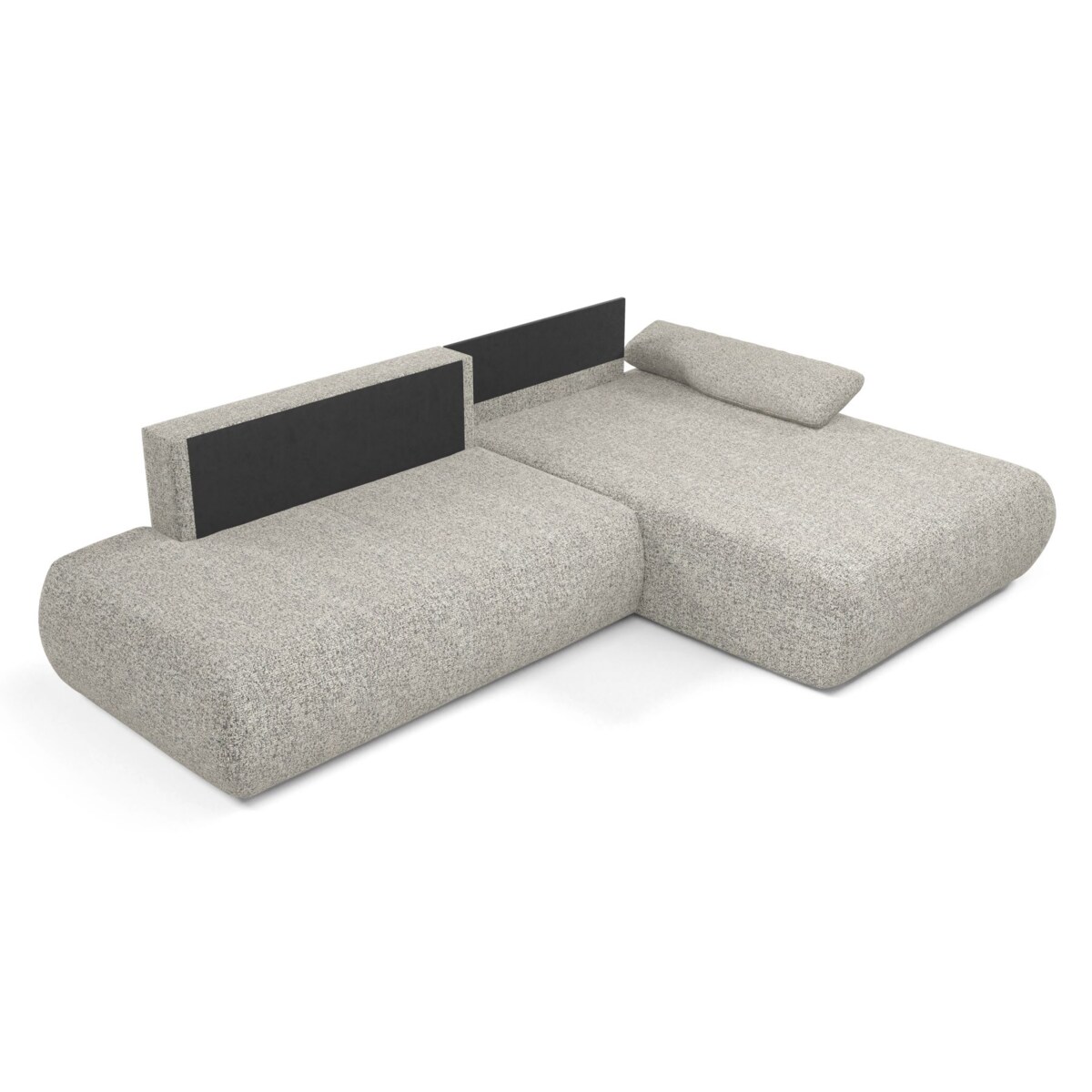 Narożnik rozkładany PENTI z pojemnikiem na pościel, prawy, szaro-beżowy