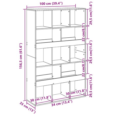 vidaXL Regał, szarość betonu, 100x33x156,5 cm, materiał drewnopochodny