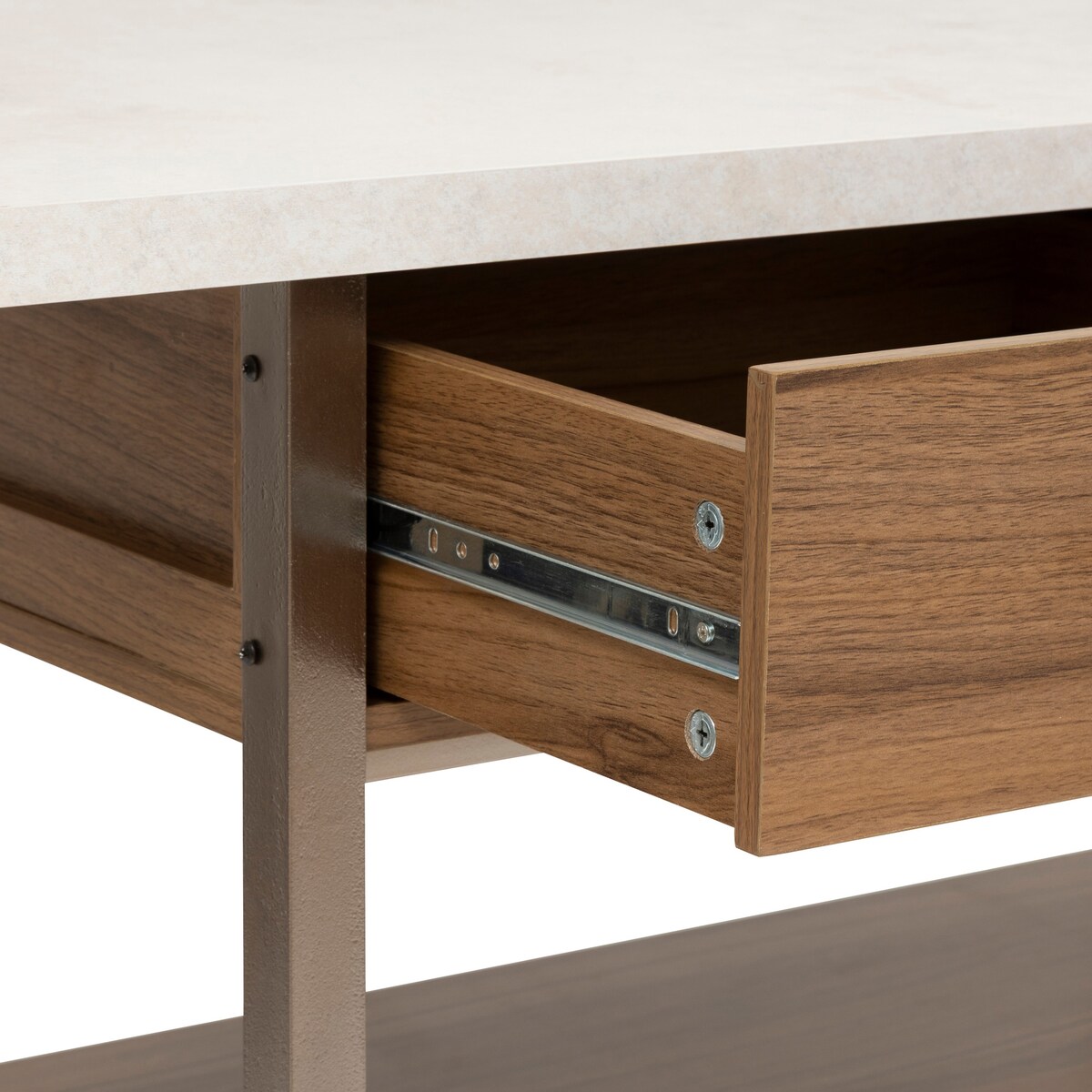 Wyspa kuchenna, mobilna COME, 2 szuflady, 120 cm, kolor brązowy, MDF