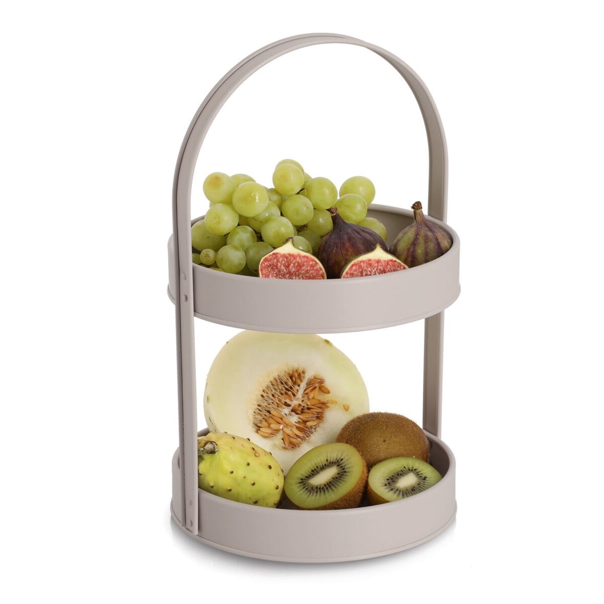 Patera metalowa 2 poziomy 20,55x19,5x33 cm DATARAN beżowa