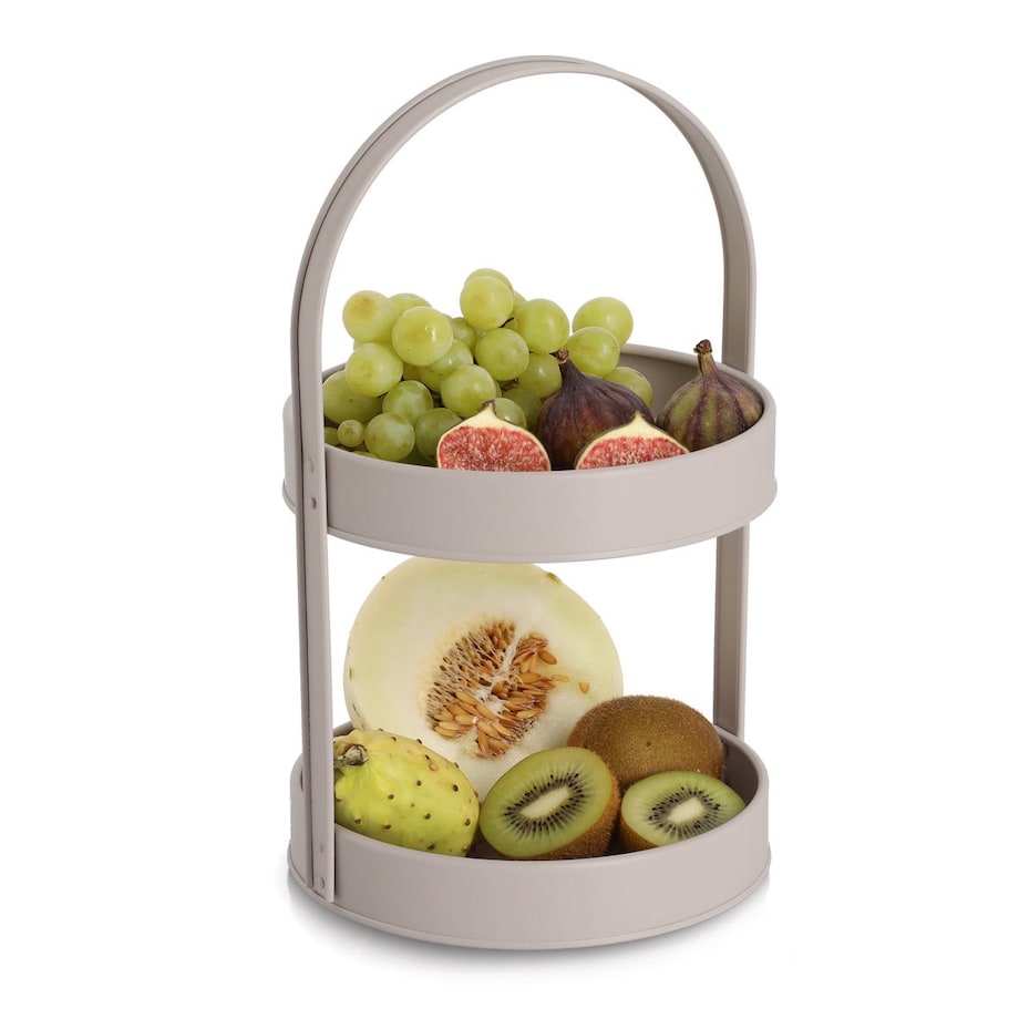 Patera metalowa 2 poziomy 20,55x19,5x33 cm DATARAN beżowa