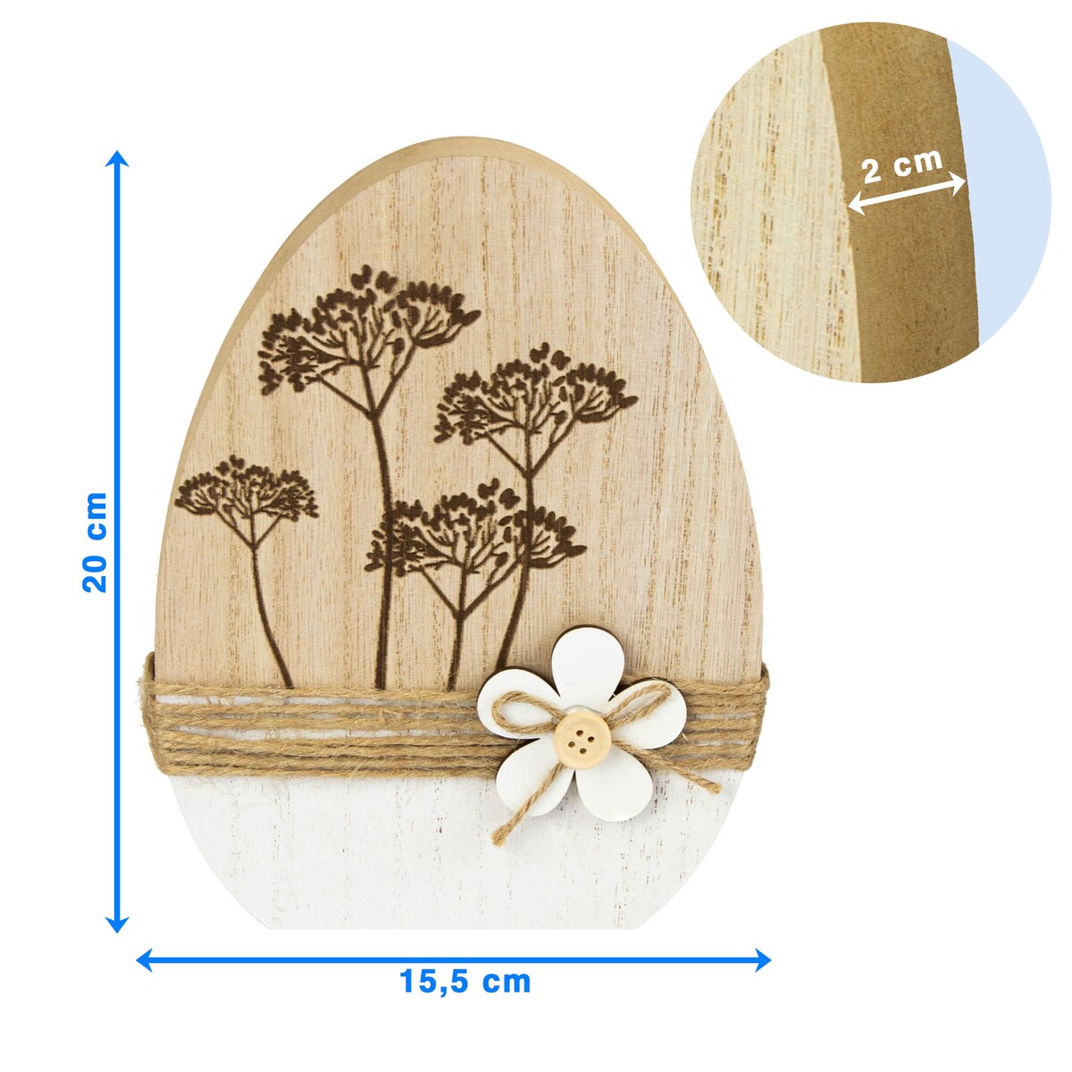 Ozdoba Jajko Wielkanocne 20 Cm Dekoracja Pisanka Na Stół Drewniane Koper