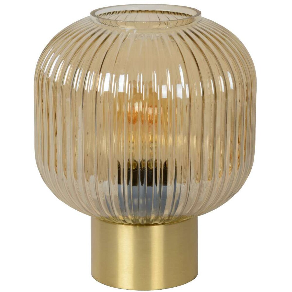 Loftowa LAMPA stołowa MALOTO  45586/20/62 Lucide stojąca LAMPKA szklana bursztynowa mosiądz