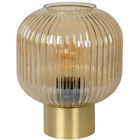 Loftowa LAMPA stołowa MALOTO 45586/20/62 Lucide stojąca LAMPKA szklana bursztynowa mosiądz