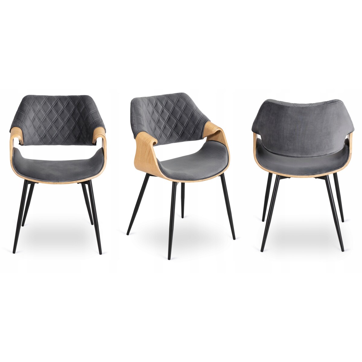 Krzesło Loft Szare Tapicerowane Do Salonu Jadalni Drewno Gięte Dąb DAKOTA