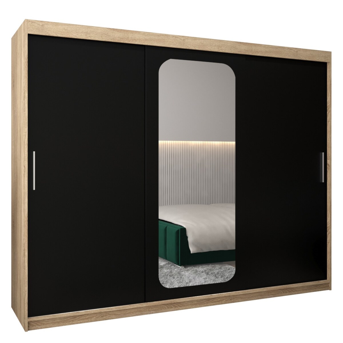 Szafa przesuwna Garderoba PROMO T2 250 sonoma/czarny